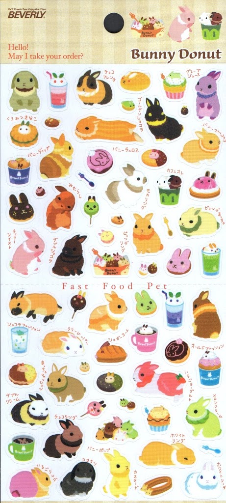 Japanese animal food bunny donut stickers 