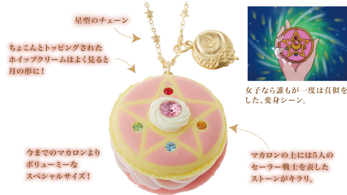 Sailor Moon X Q-pot Crystal Star Macaron Necklace Pink 2015 