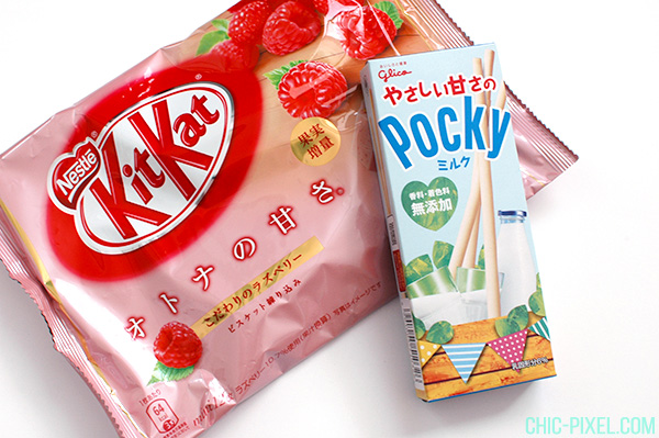 OyatsuBox April 2016 raspberry Kit Kat milk Pocky