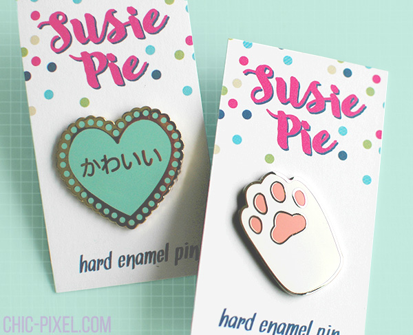 Shop Susie Pie kawaii and cat paw enamel pins