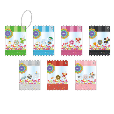 Image of seven different shaker keychains. Each is themed a different color and has the Prince or a cousin inside.